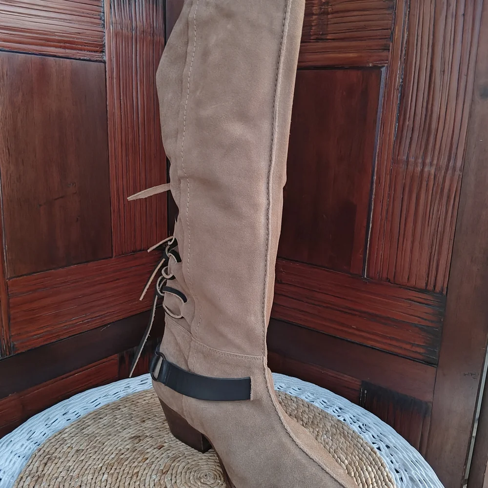 Free People Suede Lace-Up Knee-High Boots - Picture 6 of 7